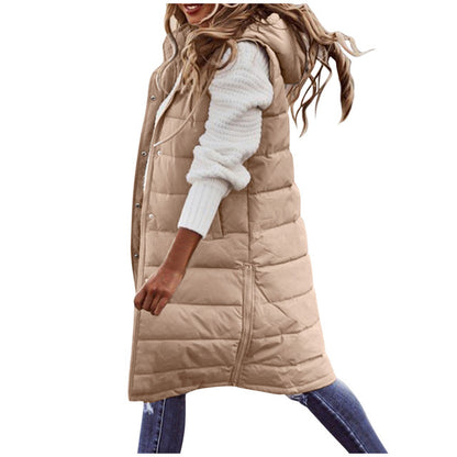 LAMSANA Women’s Long Sleeveless Down Jacket – Warm Winter Coat, Solid Color