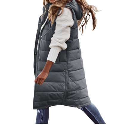 LAMSANA Women’s Long Sleeveless Down Jacket – Warm Winter Coat, Solid Color